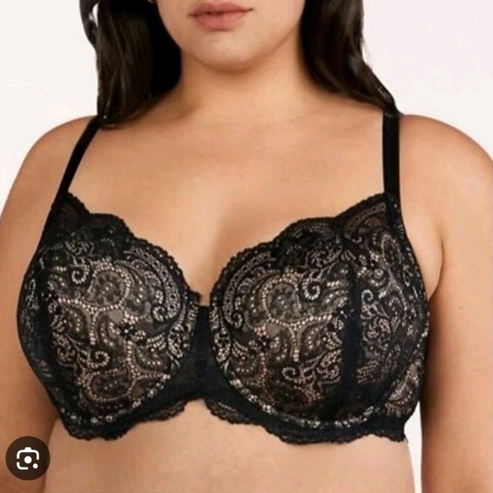 Thirdlove Bra Womens 40E Black 24/7 Lace Balconette Underwire Padded‎